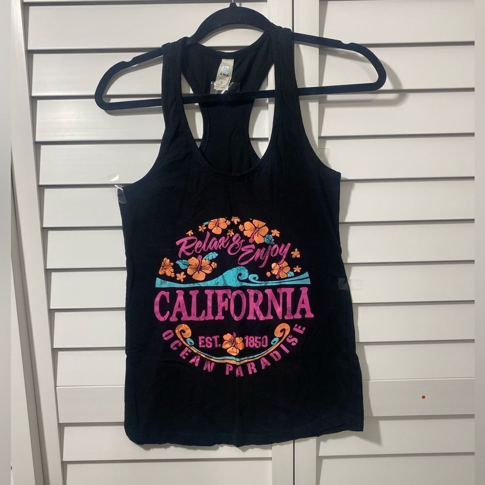 California Graphic Black Tank Top